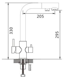 Смеситель для кухни Shevanik S328G с подключением фильтра золотой сатин